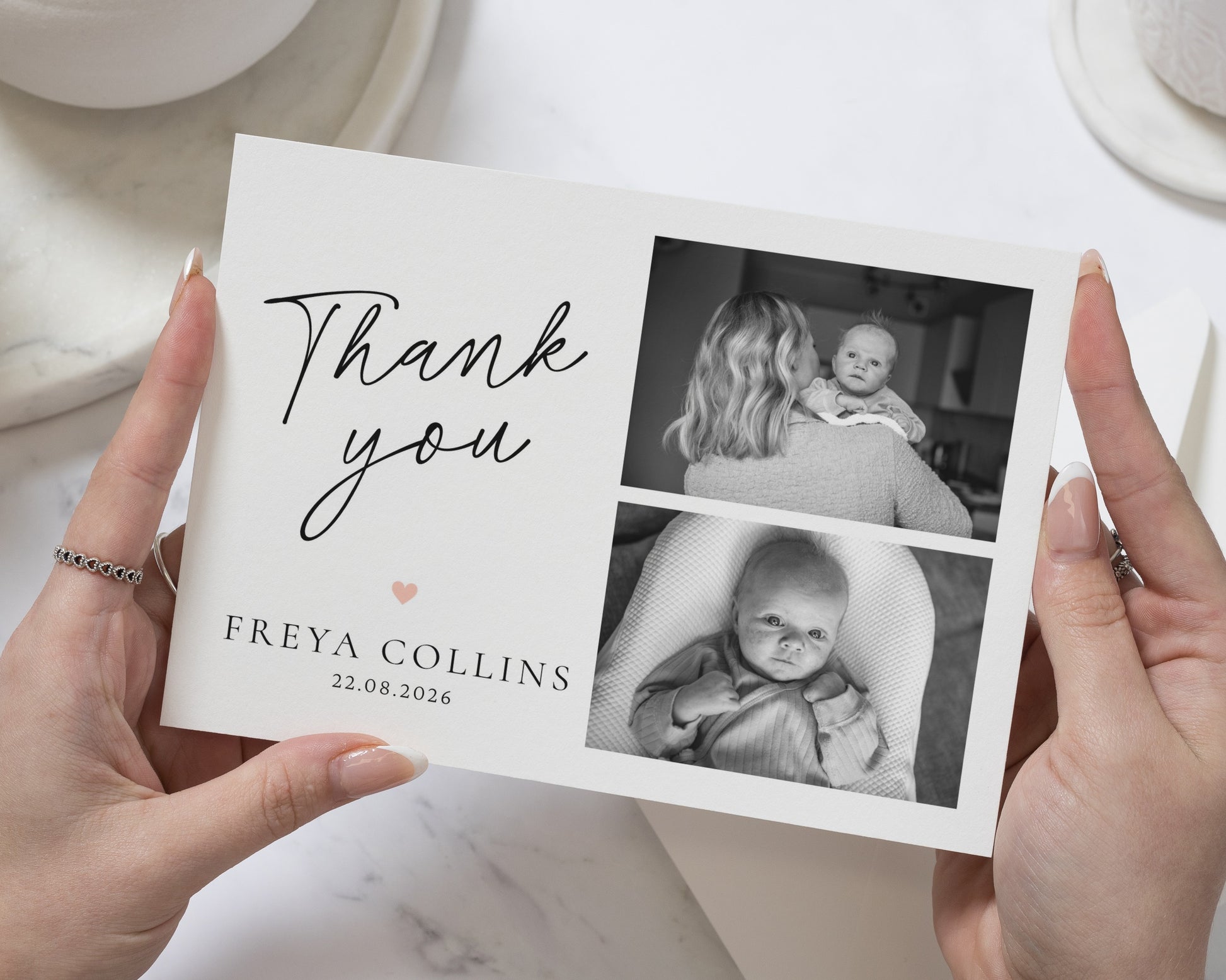 Personalised Baby Thank You Cards, Birth Announcement Card, Photo Baby Thank You Card, Folded Baby Thank You Cards, Minimal Thank You Cards