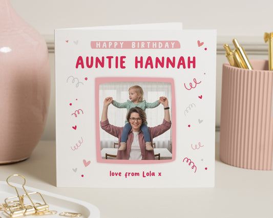 Personalised Photo Birthday Card for Auntie, Auntie Birthday Card, Birthday Card from Niece, Birthday Card from Nephew, Photo Card for Her