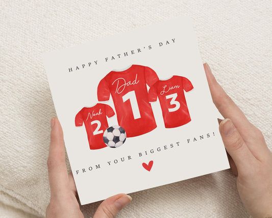 Fathers Day Card Dad, Personalised Fathers Day Card, Football Shirt Card, Fathers Day Card from Kids, Dad Fathers Day Card, Biggest Fans