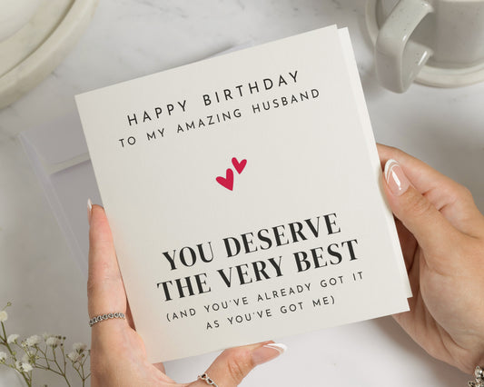 Birthday Card for Husband, Husband Birthday Card, Funny Birthday Card for Him, Romantic Birthday Card, Simple Birthday Cards for Men