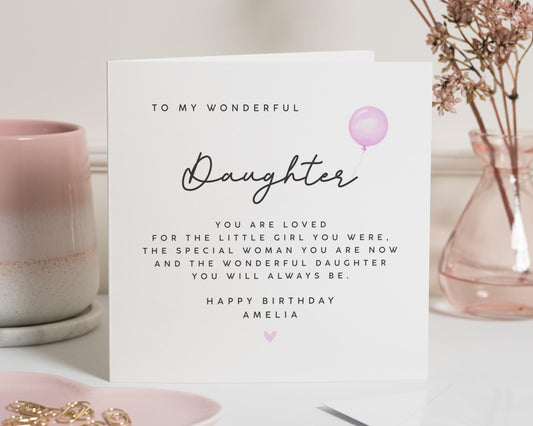Birthday Card for Daughter, Personalised Daughter Birthday Card, Birthday Card for Girl, Special Daughter Card, Custom Birthday Card