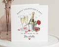 Valentines Day Card for Wife to Be, Fiancee Valentines Card, Personalised Valentines Card, Romantic Card for Her, Champagne Card