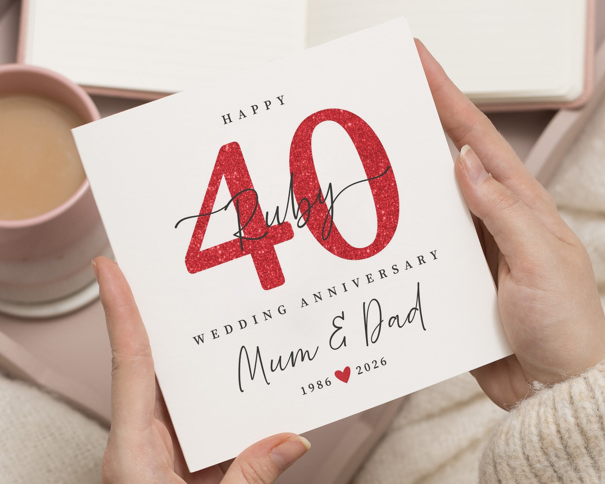 Ruby Wedding Anniversary Card for Mum and Dad, 40th Anniversary Card, Personalised Anniversary Card, Anniversary Card for Parents