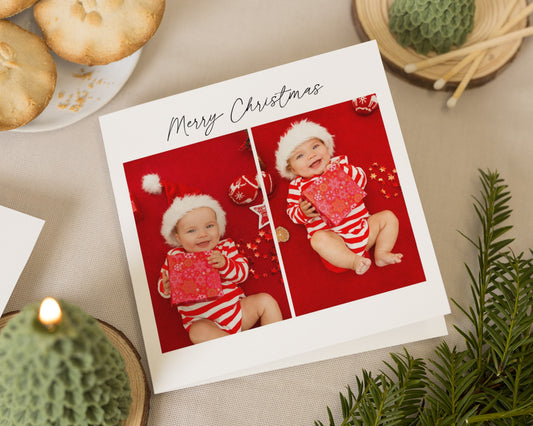 Personalised Photo Christmas Card, Square Christmas Card, Baby Christmas Card, Pack of 10, 20, 50 or 100, Custom Christmas Card