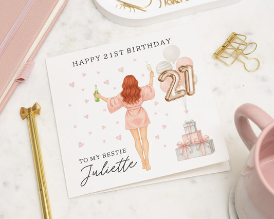 21st Birthday Card for Best Friend, Personalised Birthday Card for Her, 21st Birthday Card for Daughter, Cute Birthday Card for Women