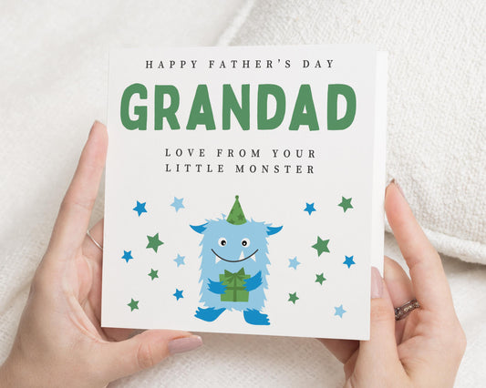 Fathers Day Card for Grandad, Grandad Fathers Day Card, Cute Monster Card, Fathers Day Card from Kids, Personalised Fathers Day Card