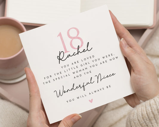 18th Birthday Card for Niece, Personalised 18th Birthday Card, Niece Birthday Card, Birthday Card for Her, Poem Birthday Card, 18th Cards
