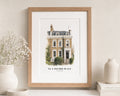 Personalised House Portrait Print, Custom Home Illustration, New Home Gift, House Warming Gift, Address Print With Mount