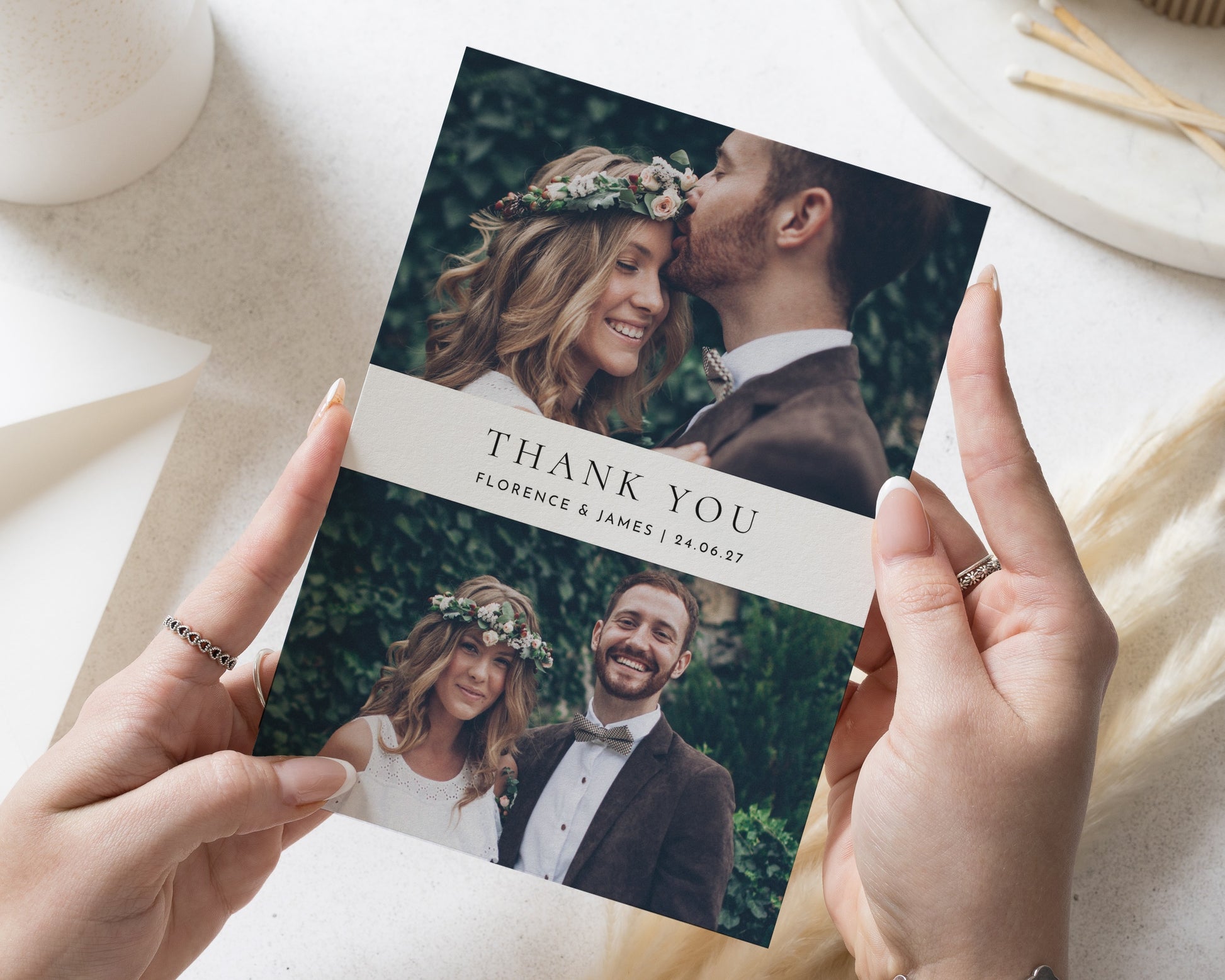 Personalised Wedding Thank You Cards, Photo Wedding Thank You Cards, Flat Wedding Thank You Cards, Wedding Thank You Card