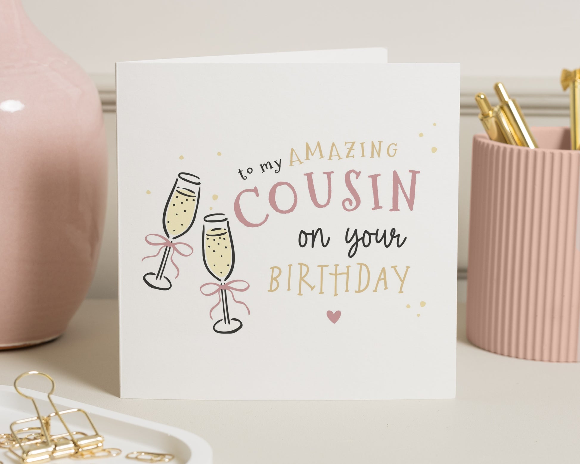 Birthday Card for Cousin, Cousin Birthday Card, Amazing Cousin Birthday Card, Birthday Card for Her, Cute Champagne Card
