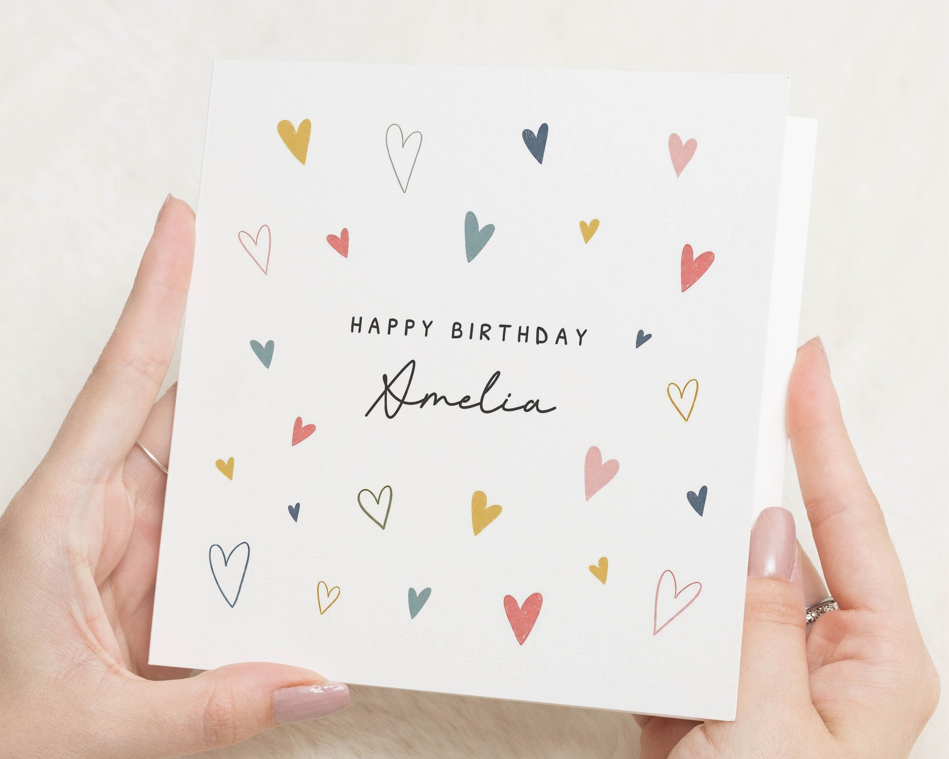 Personalised Birthday Card, Birthday Card for Her, Cute Heart Birthday Card, Custom Birthday Card for Daughter, Simple Birthday Card