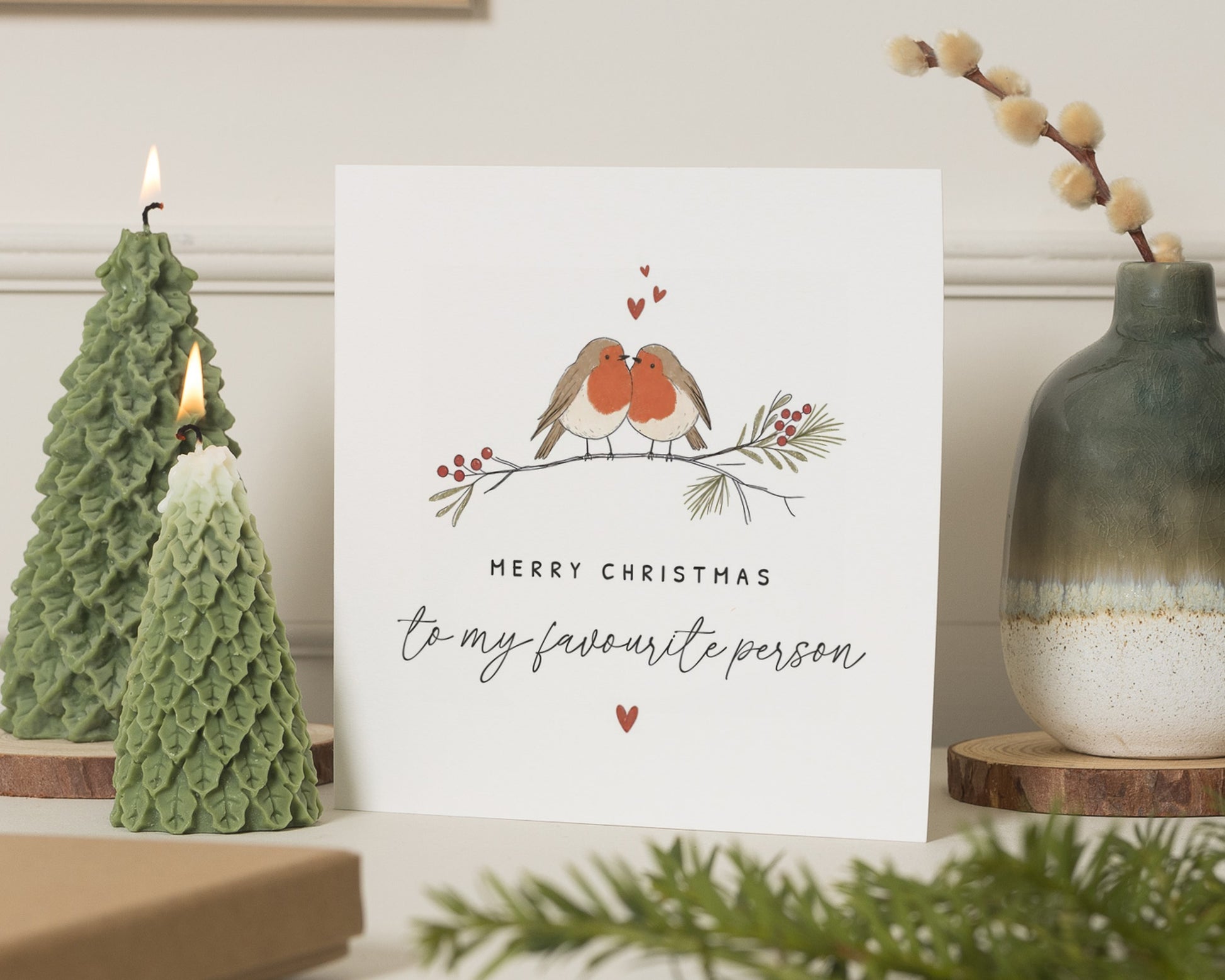 Christmas Card for Partner, Romantic Christmas Card, Christmas Card for Husband, Wife, Boyfriend, Girlfriend, Robin Christmas Card