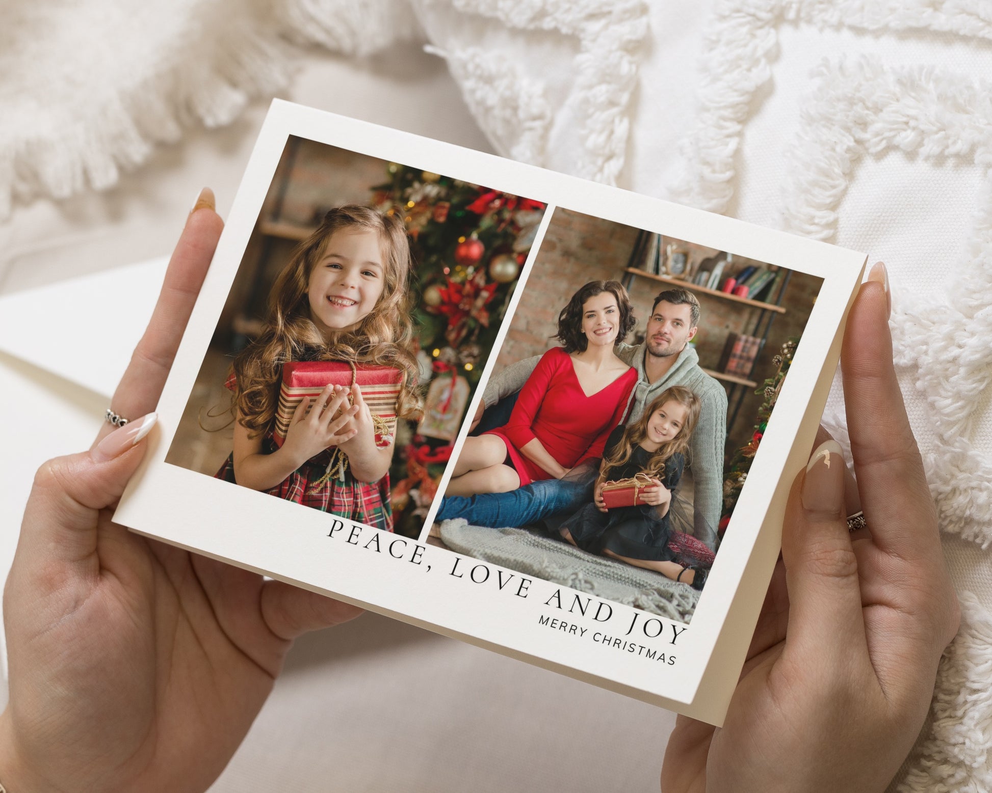 Personalised Photo Christmas Cards, Pack of 10, 20, 50 or 100, Family Christmas Cards, Folded Photo Christmas Card Multipack