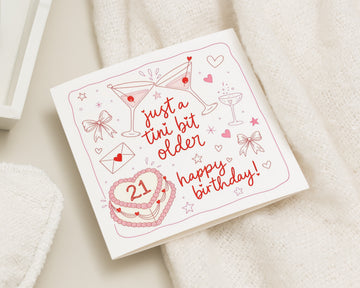 21st Birthday Card for Her, Birthday Card for Friend, Daughter 21st Birthday Card, Martini Cocktail Birthday Card, Cute Birthday Card