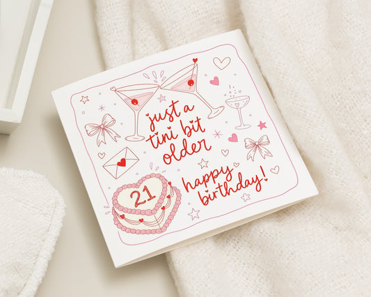 21st Birthday Card for Her, Birthday Card for Friend, Daughter 21st Birthday Card, Martini Cocktail Birthday Card, Cute Birthday Card