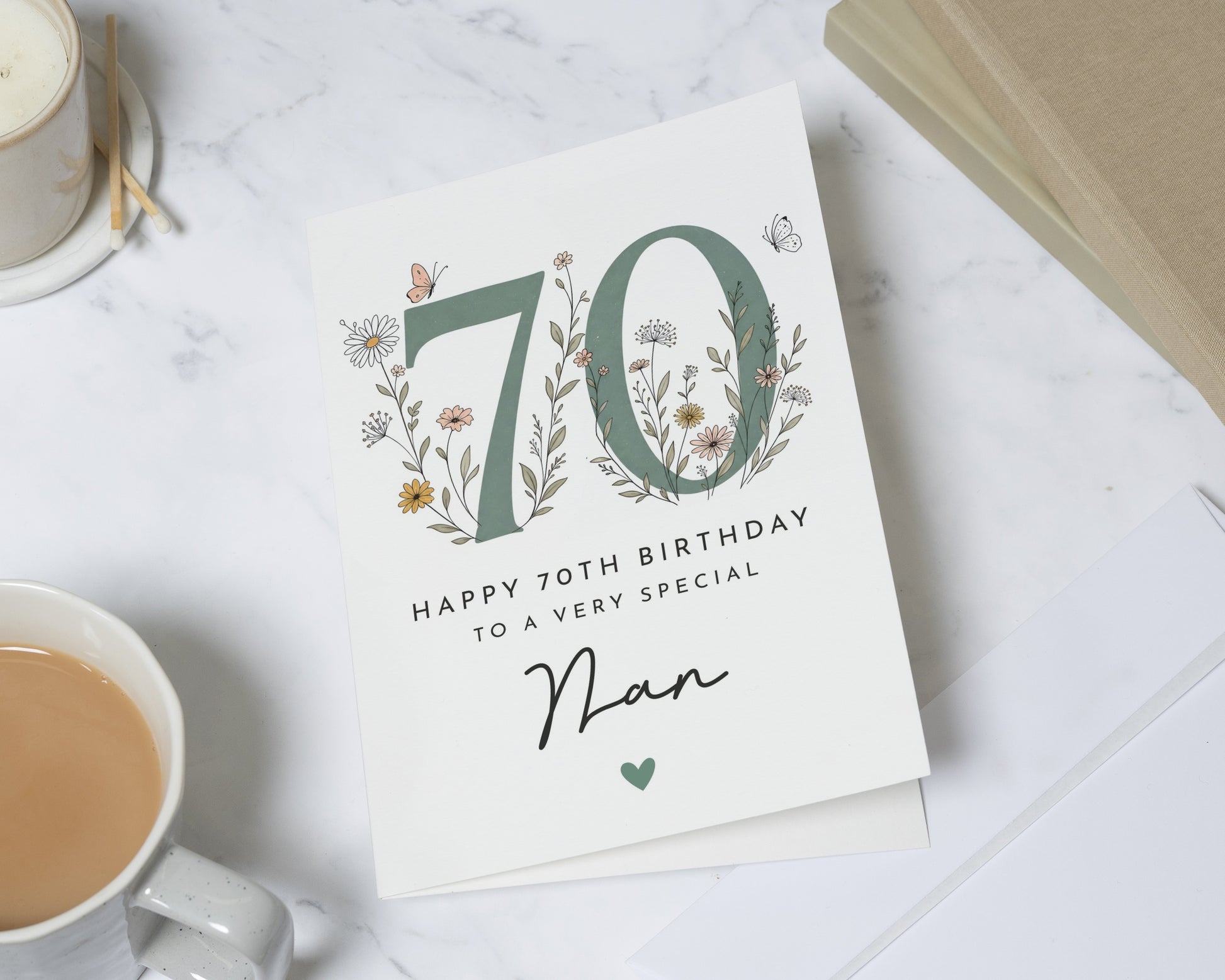 70th Birthday Card for Nan, Nan 70th Birthday Card, Floral Birthday Card for Grandma, Birthday Card for Her, Seventieth Birthday Card