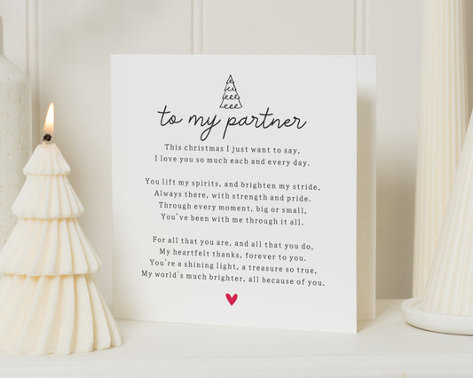 Christmas Card for Partner, To My Partner Christmas Card, Romantic Christmas Card, Christmas Card for Him, Christmas Card for Her
