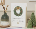 Personalised Christmas Card, Christmas Cards, Merry Christmas Card, Custom Xmas Card, Wreath Christmas Card for Couple, Family Card