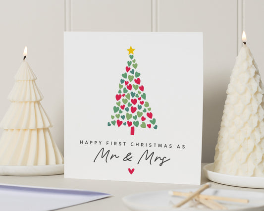 First Christmas Card for Couple, Mr and Mrs Christmas Card, Newlywed Christmas Card, Personalised First Christmas Card
