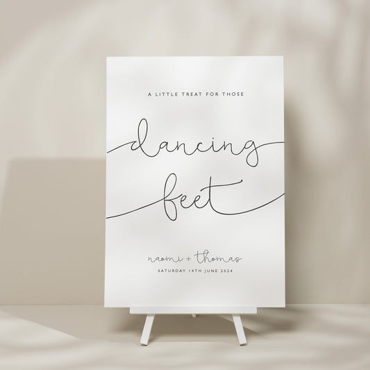 Script Calligraphy Wedding Flip Flop Sign, Dancing Feet Wedding Sign, Take A Pair Sign For Wedding, Simple Wedding Signage &#39;Naomi&#39;