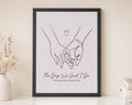 Personalised Wedding Date Print, The Day We Said I Do Wall Art, Pink Wall Art, Wedding Gift, Anniversary Gift, Couple Line Art