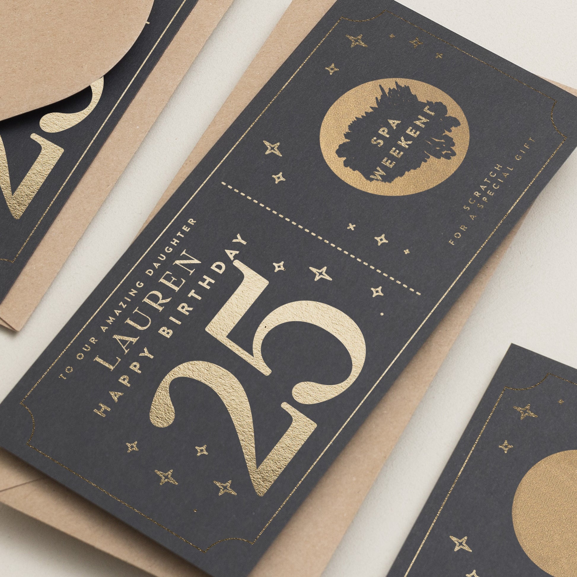 25th Birthday Gift Voucher, 25th Birthday Card, Gold Foil Scratch Card Gift Voucher, Scratch Card, Birthday Surprise Voucher, Gift Ticket