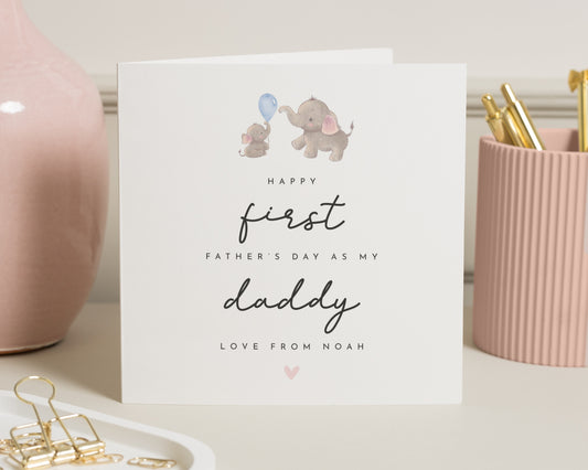 First Fathers Day Card from Baby, Personalised Fathers Day Card, Daddy Fathers Day Card, Elephant Card, Cute Fathers Day Card