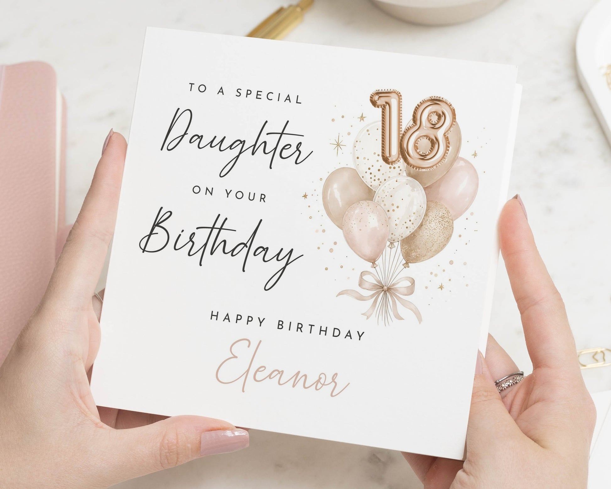 18th Birthday Card for Daughter, Daughter 18th Birthday Card, Personalised Birthday Card for Her, 18th Card for Girl, Balloon Birthday Card