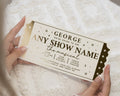 Personalised Theatre Ticket Gift, Gold Foil Show Voucher, Scratch To Reveal, Custom Musical Gift For Him Or Her