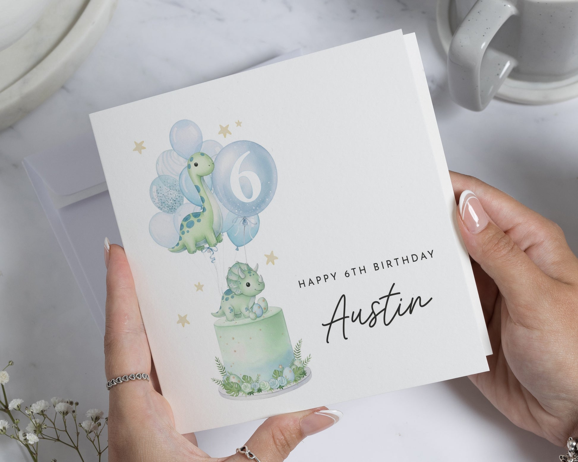 6th Birthday Card for Boy, Dinosaur Birthday Card, Personalised Card, Birthday Card for Son, Cute Birthday Card