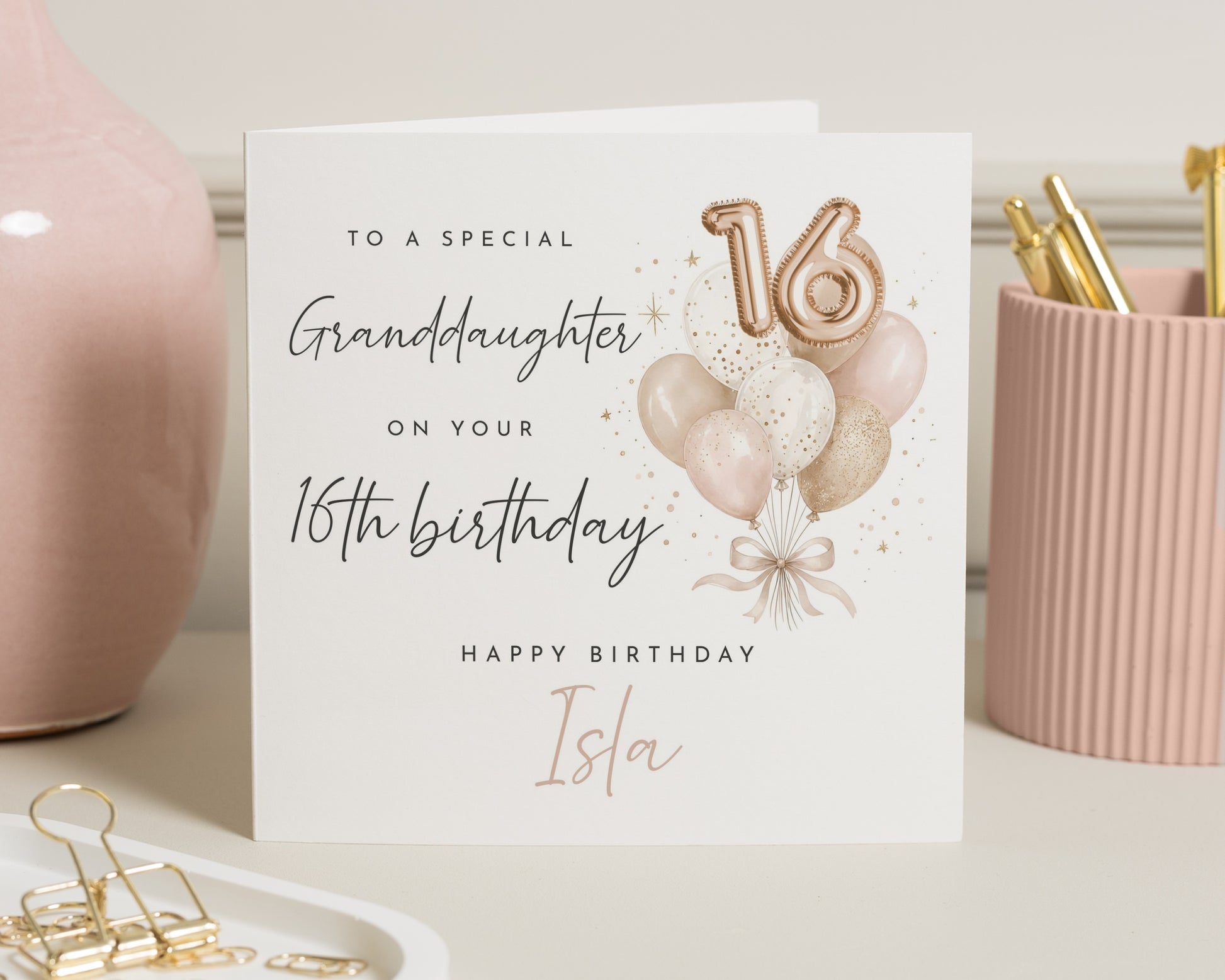 16th Birthday Card for Granddaughter, Granddaughter Birthday Card, Personalised Birthday Card for Girl, Sweet Sixteen Birthday Card