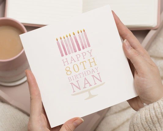 80th Birthday Card for Nan, Birthday Card for Grandma, 80th Birthday Cards, Birthday Card for Her, Simple Birthday Card, Card for Nan