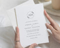 Minimalist Monogram Wedding Invitations, Elegant Classic Black and White Wedding Invite, Personalised Botanical Invitation Suite