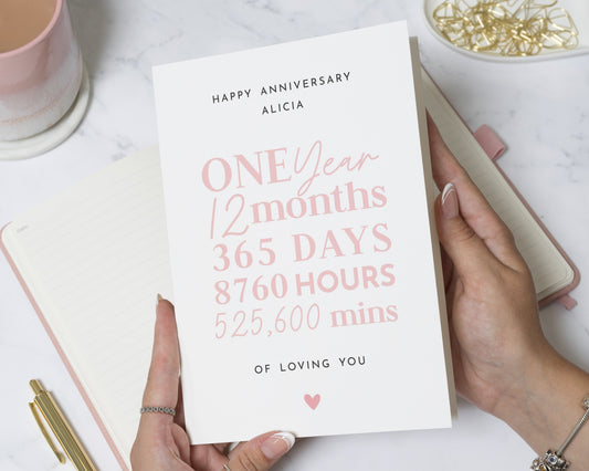 Personalised Anniversary Card, 1st Anniversary Card, One Year Anniversary Card, First Anniversary Card for Husband Wife Partner