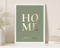 Personalised Gold Foil Family Print, Sage Green Wall Art, New Home Gift, House Warming Gift, Family Name Print