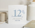 12th Birthday Card for Son, Personalised Boy Birthday Card, Twelfth Birthday Card, Custom Card for Boys, Simple Blue Birthday Card