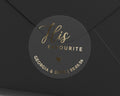 His Favourite Wedding Sticker, Personalised Foil Envelope Seal, Gold Wedding Sticker, Custom Name Date Sticker, Wedding Envelope Label