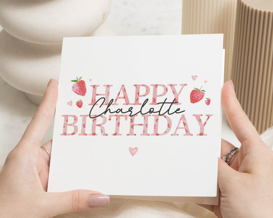 Personalised Birthday Card, Birthday Card for Her, Birthday Card for Daughter, Cute Birthday Card, Strawberry Birthday Card