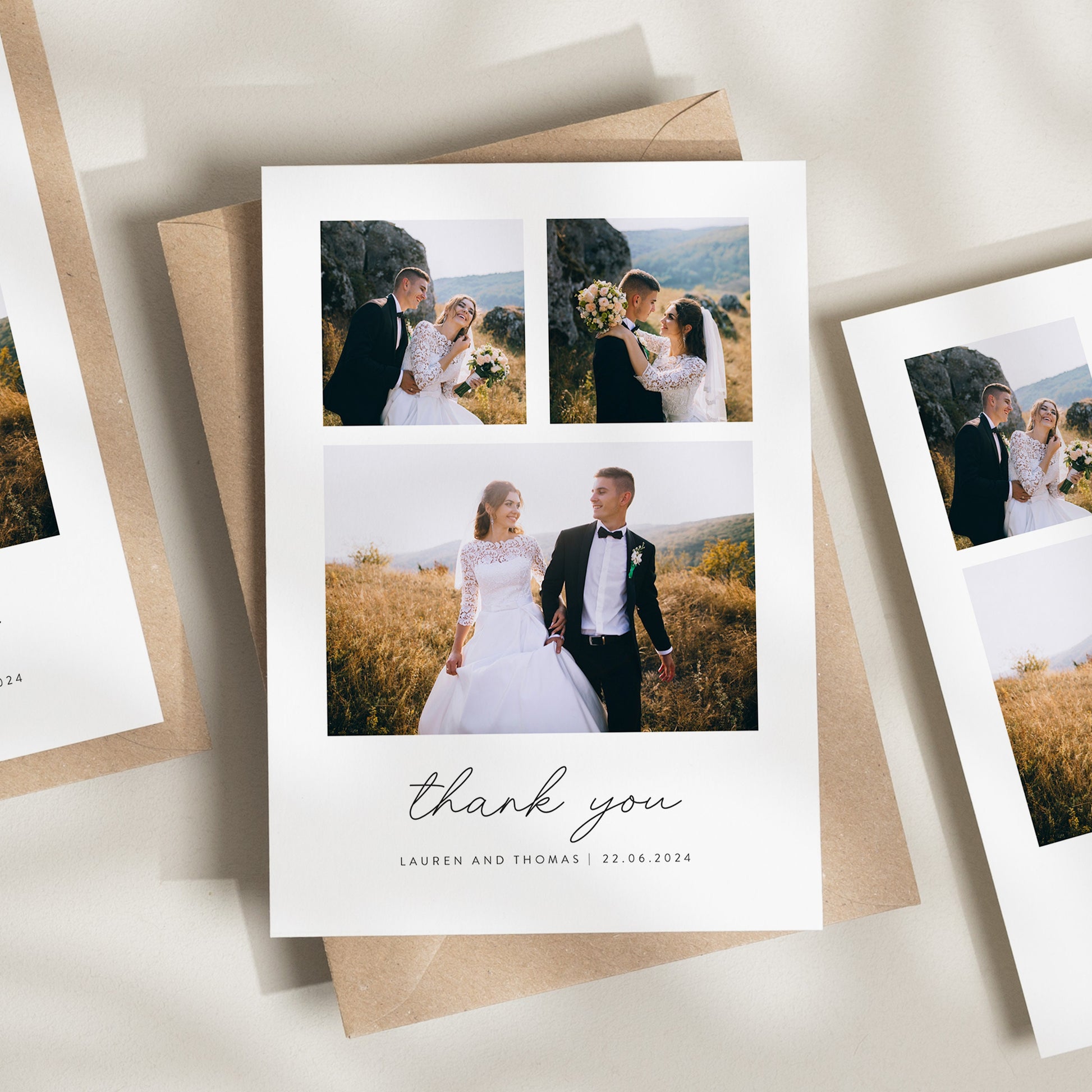 Wedding Thank You Cards, Post Card Thank You Cards, Folded Wedding Thank You, Thank You Wedding Card, Simple Wedding Card With Photo