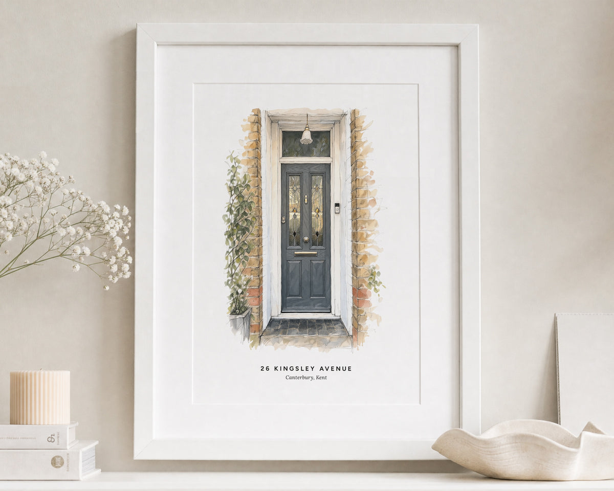 Personalised House Portrait Print, Custom Front Door Illustration, New Home Gift, House Warming Gift, Address Wall Art