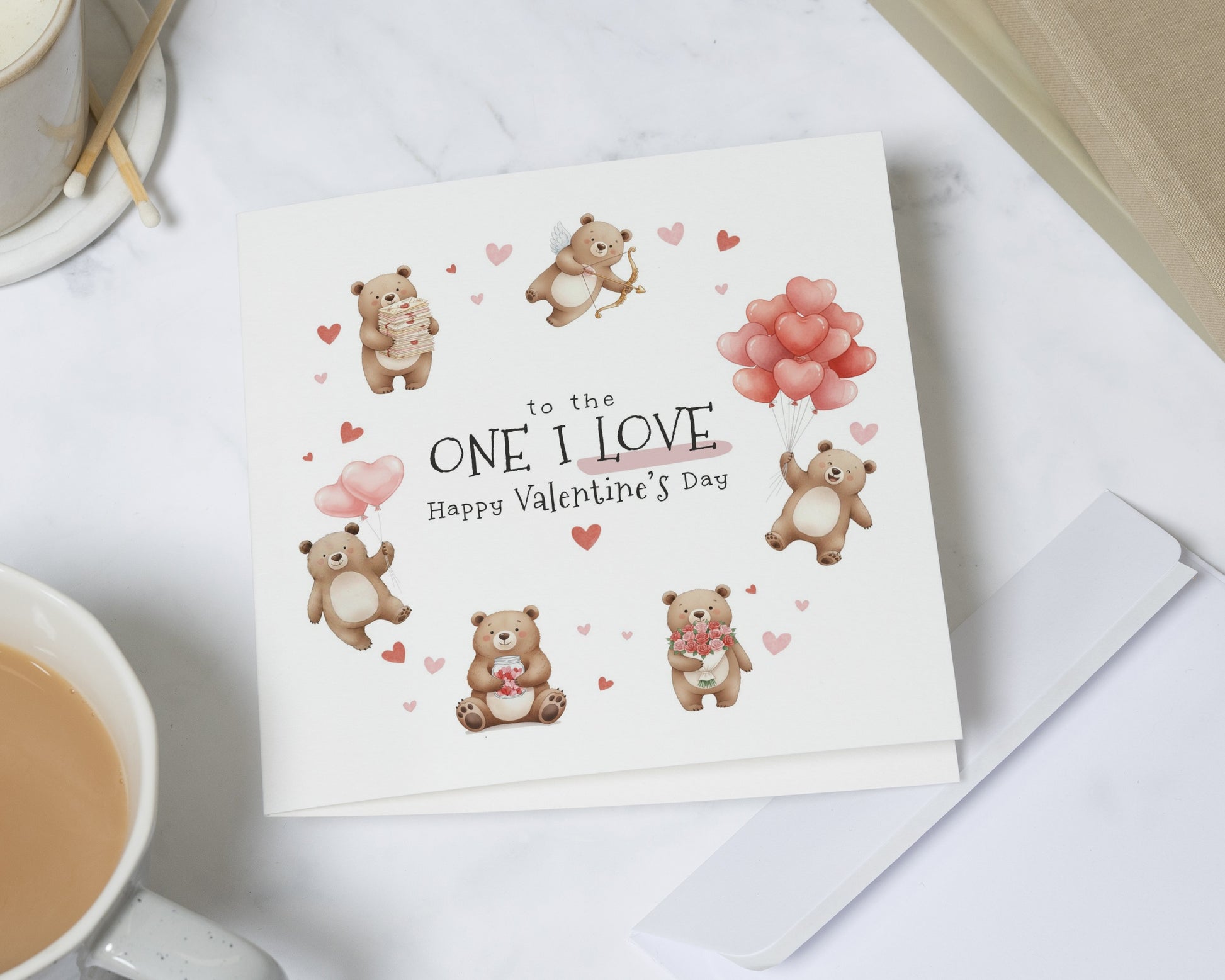 Valentines Day Card for Partner, Cute Bear Valentines Card, One I Love Card, Romantic Valentines Card for Him or Her, Bear Card
