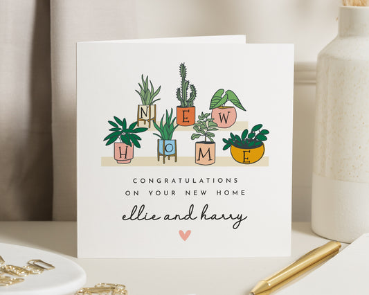 New Home Card, Congratulations New Home Card, Personalised Housewarming Card, New Home Card for Couple, Plant Card