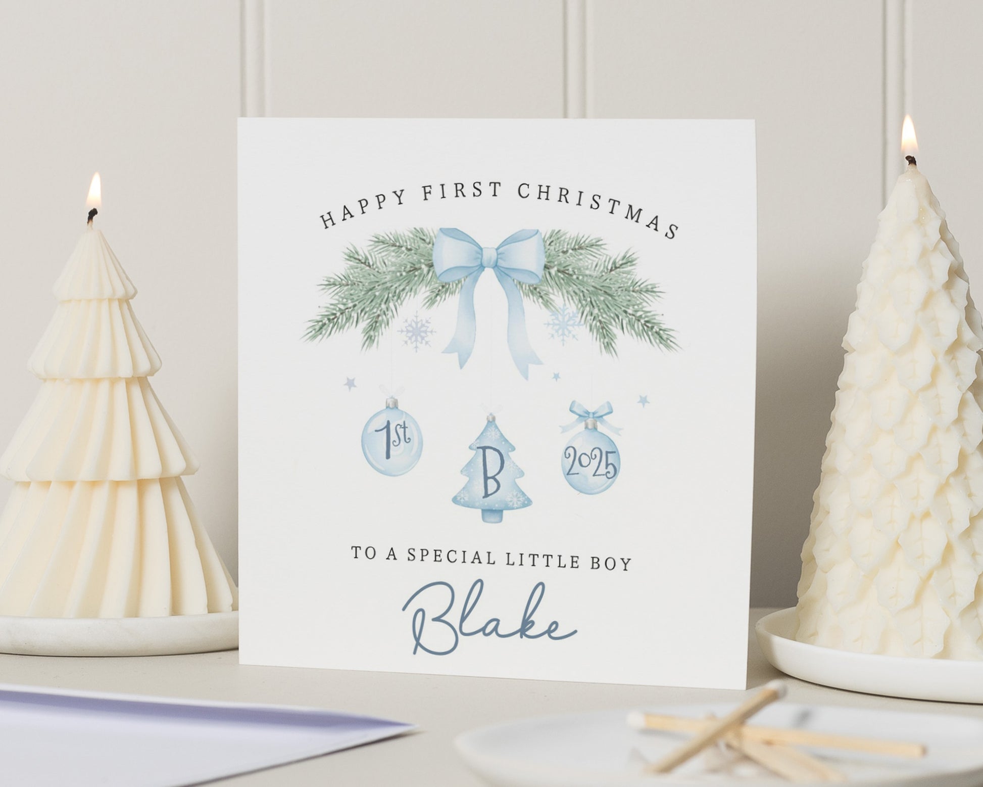 First Christmas Card for Boy, Personalised Baby Boy Christmas Card, 1st Christmas Card, Special Little Boy Christmas Card