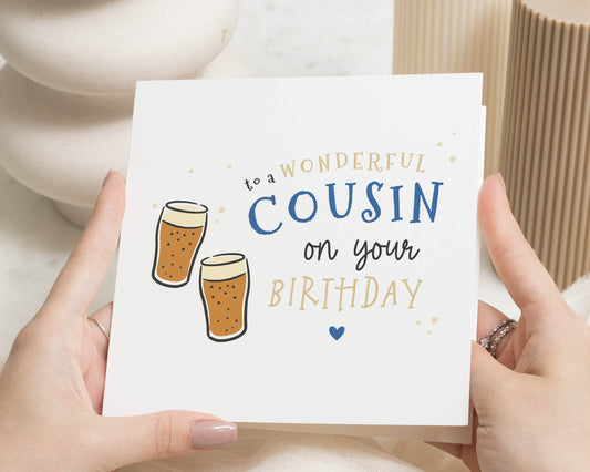 Birthday Card for Cousin, Cousin Birthday Card, Birthday Card for Him, Birthday Card for Her, Simple Birthday Card, Beer Birthday Card