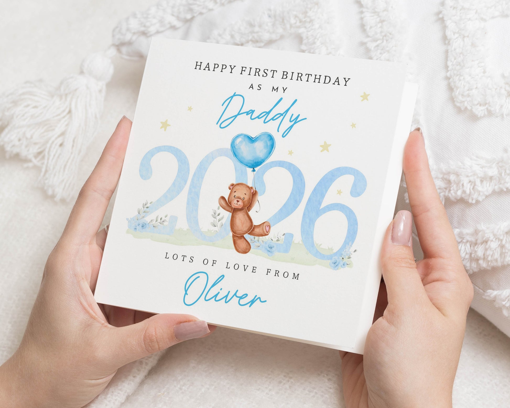 First Birthday As My Daddy Card, Personalised Birthday Card For Dad, Daddy Birthday Card From Baby, Cute Bear Birthday Card For Him