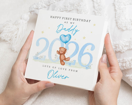 First Birthday As My Daddy Card, Personalised Birthday Card For Dad, Daddy Birthday Card From Baby, Cute Bear Birthday Card For Him