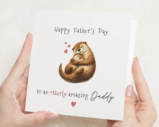 Fathers Day Card for Dad, Cute Otter Card, Fathers Day Card from Kids, Daddy Card, Otter Card for Him, Animal Fathers Day Card