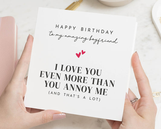 Birthday Card for Boyfriend, Funny Boyfriend Birthday Card, I Love You Card, Romantic Birthday Card for Him, Simple Birthday Card