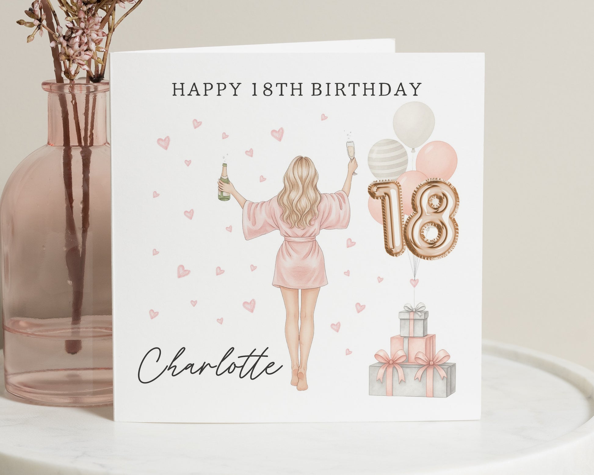 18th Birthday Card for Daughter, Personalised 18th Birthday Card, Birthday Card for Her, Cute Birthday Card, Balloon Birthday Card