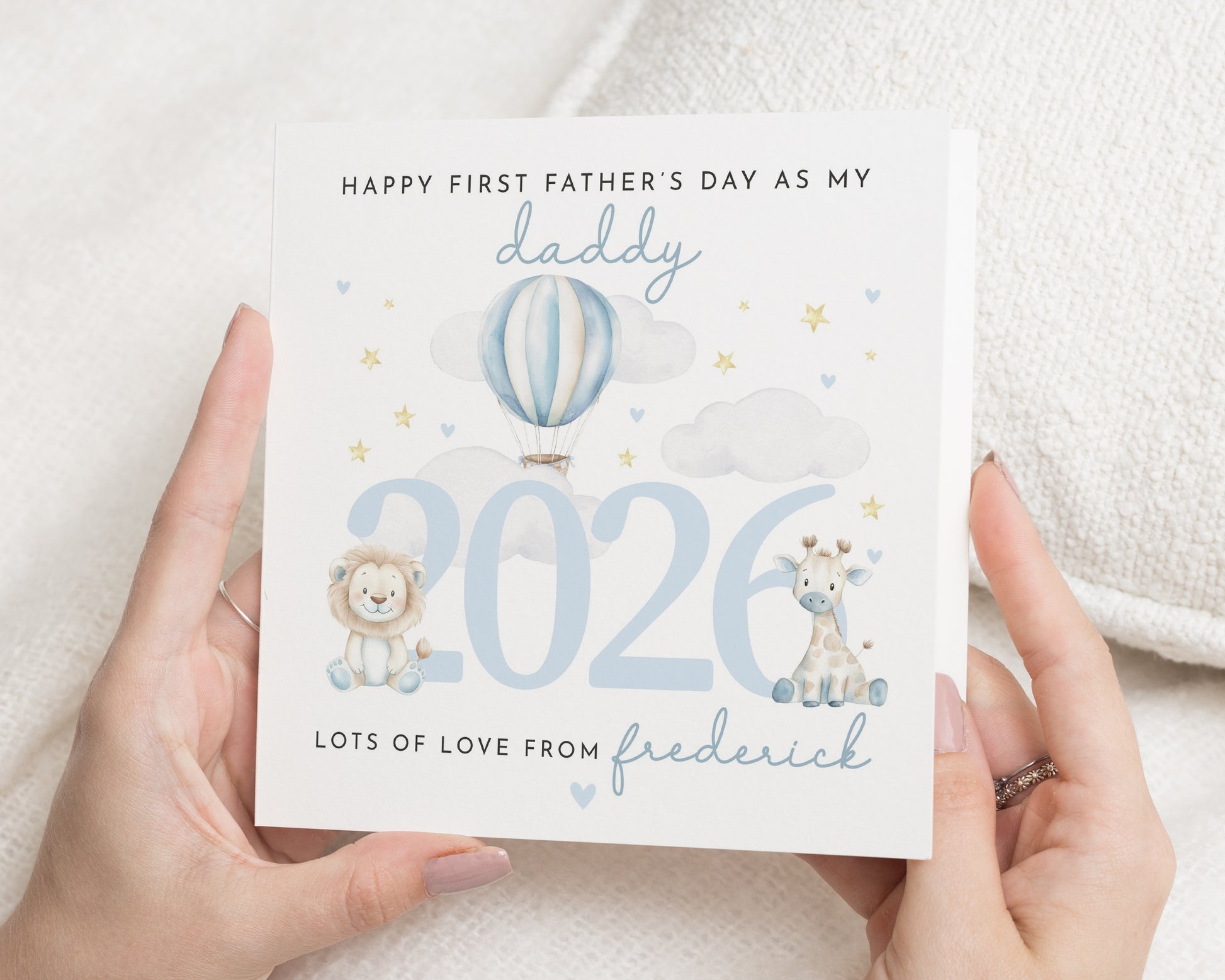 First Fathers Day Card, Personalised Fathers Day Card, Daddy Fathers Day Card, 1st Fathers Day Card From Baby, Cute Lion Giraffe Card